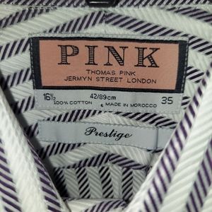 Thomas Pink Stripped Herringbone French Cuff Shirt